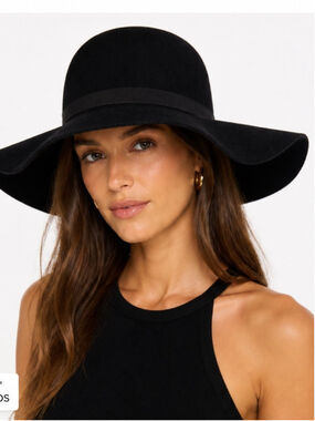 Helene Berman London Black Wool Felt Floppy Hat Wide Brim Designer